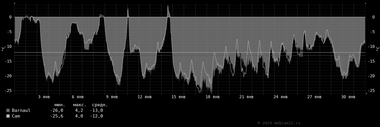 Температура за месяц Январь 2024 года